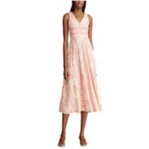 Chaps Fit and Flare Midi Dress - NWT - Large - Pink & Cream